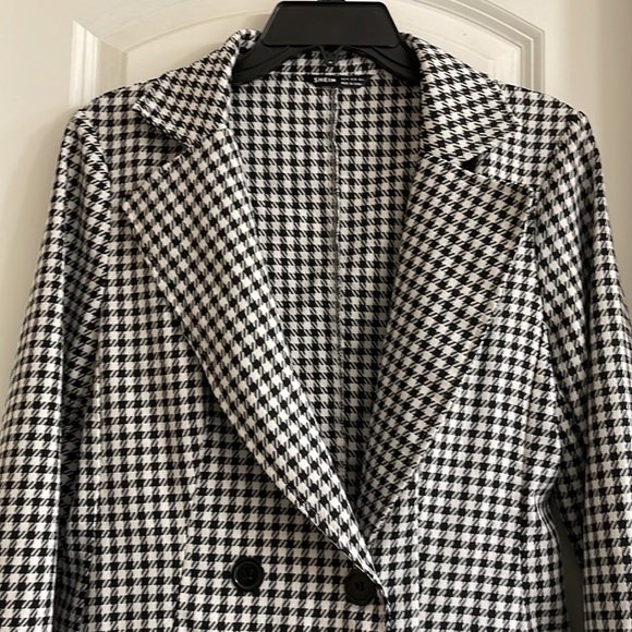 Shein Houndstooth Black and White Blazer size M - Picture 5 of 13